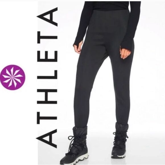 ATHLETA Butte Peak Winter Pants Stirrup Soft Shell Ski Pant in Black Size 14 - Picture 1 of 8